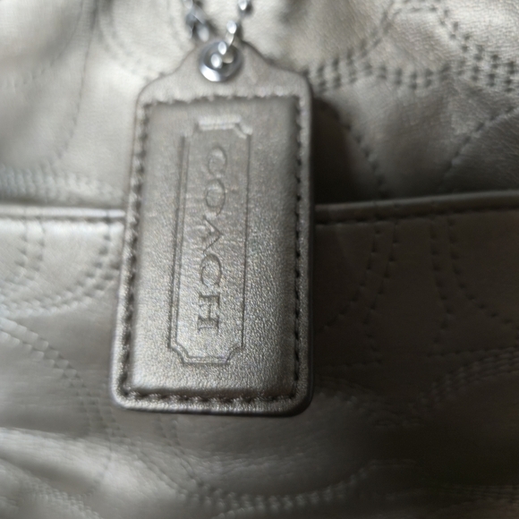 Coach Metallic Taupe Leather Tote/Diaper Bag - Picture 6 of 16